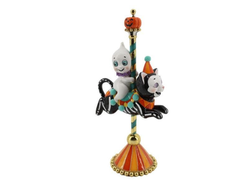 11" Ghost on Cat Carousel - Holiday Warehouse