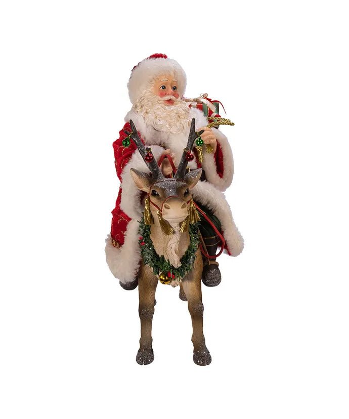 11.5" Fabriché™ Santa On Reindeer - Holiday Warehouse