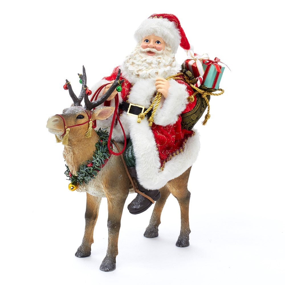 11.5" Fabriché™ Santa On Reindeer - Holiday Warehouse