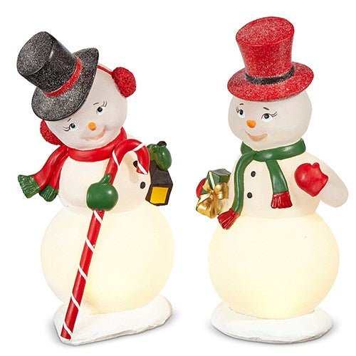 12" Lighted Vintage Snowman - Holiday Warehouse