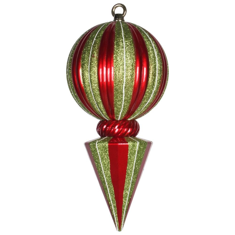 12" Striped Ball Finial Ornament - Holiday Warehouse