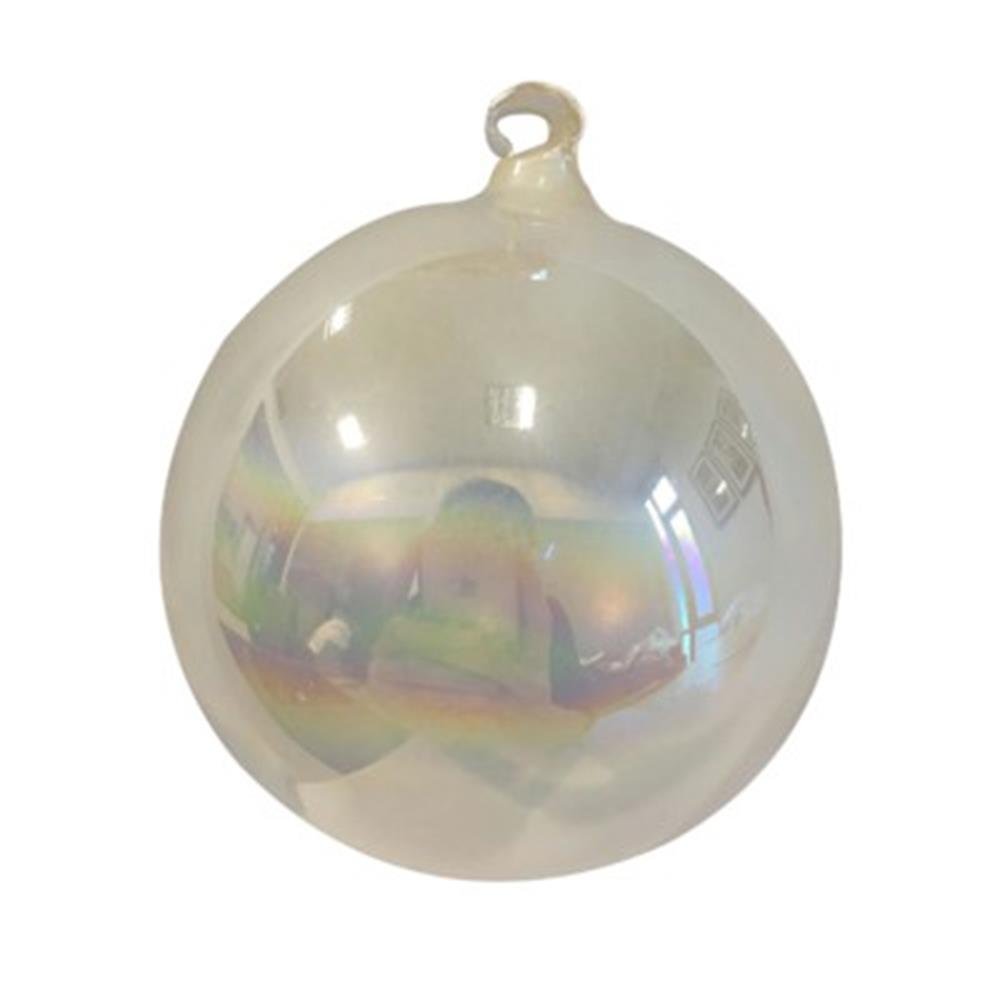 120MM 4.75" Iridescent Pearl White Glass Ball Ornament 6pc - Holiday Warehouse