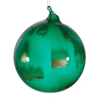 120MM Emerald Metallic Marble Glass Ball Ornament by Jim Marvin - Holiday Warehouse