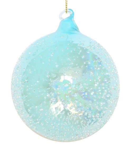 120MM Light Blue Beaded Glass Ball Ornament - Holiday Warehouse