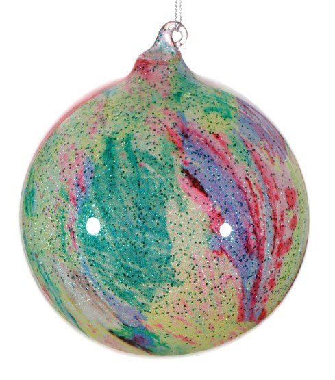 120MM Mixed Pink Green Glitter Art Ball Ornament - Holiday Warehouse