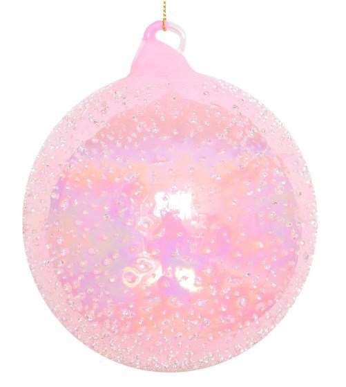 120MM Pink Beaded Glass Ball Ornament - Holiday Warehouse