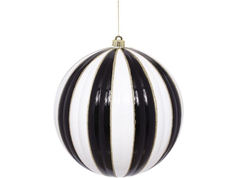 12.5" Black White Christmas Joy Ball Ornament - Holiday Warehouse