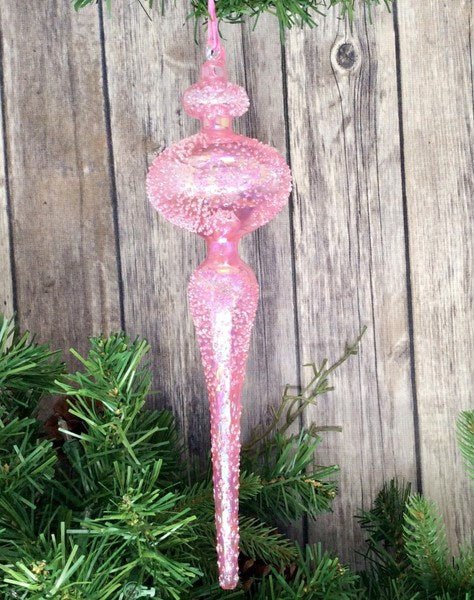 12.75" Hot Pink Glass Finial Ornament - Holiday Warehouse