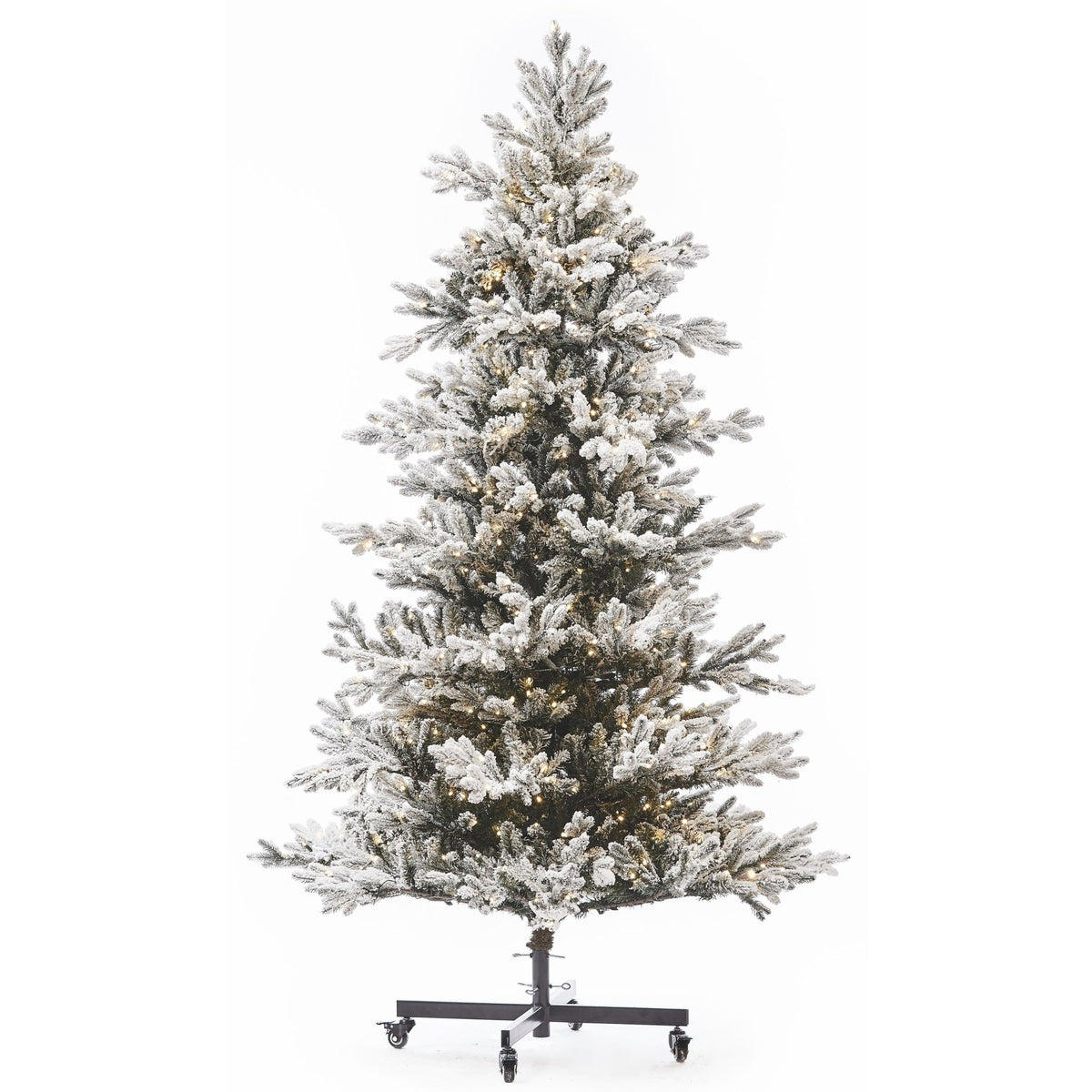 12ft Snowy Nordic Fir Tree w/ WW LED Lights - Holiday Warehouse