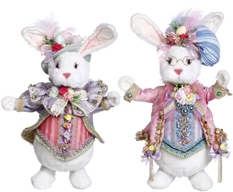 14" - 15" Mr. and Mrs. Sweet Fluffy Rabbits - Holiday Warehouse