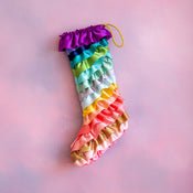 14" Multicolor Rows of Ruffles Stocking - Holiday Warehouse