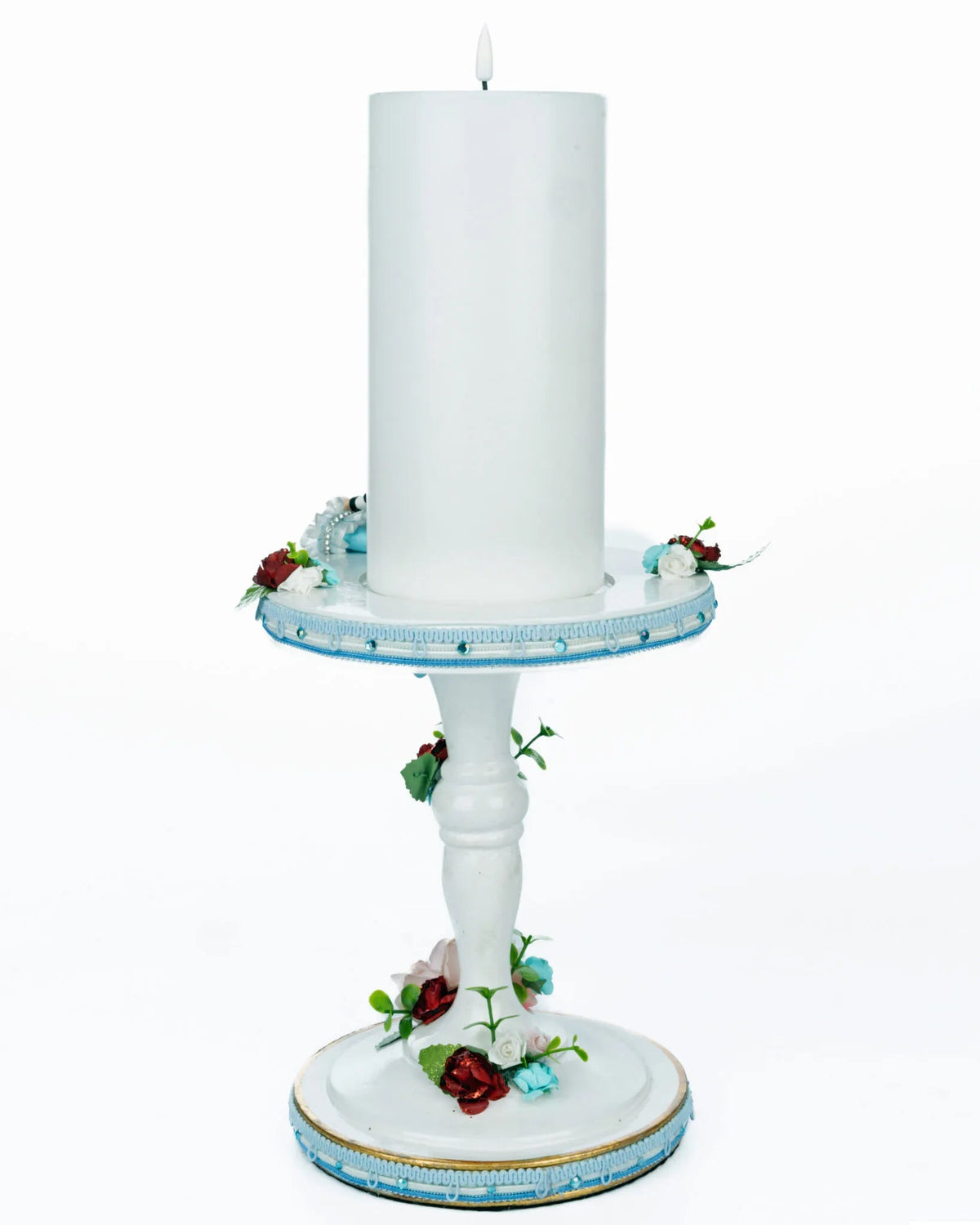 14" Tiny Alice Pillar Candle – Pastel - Holiday Warehouse