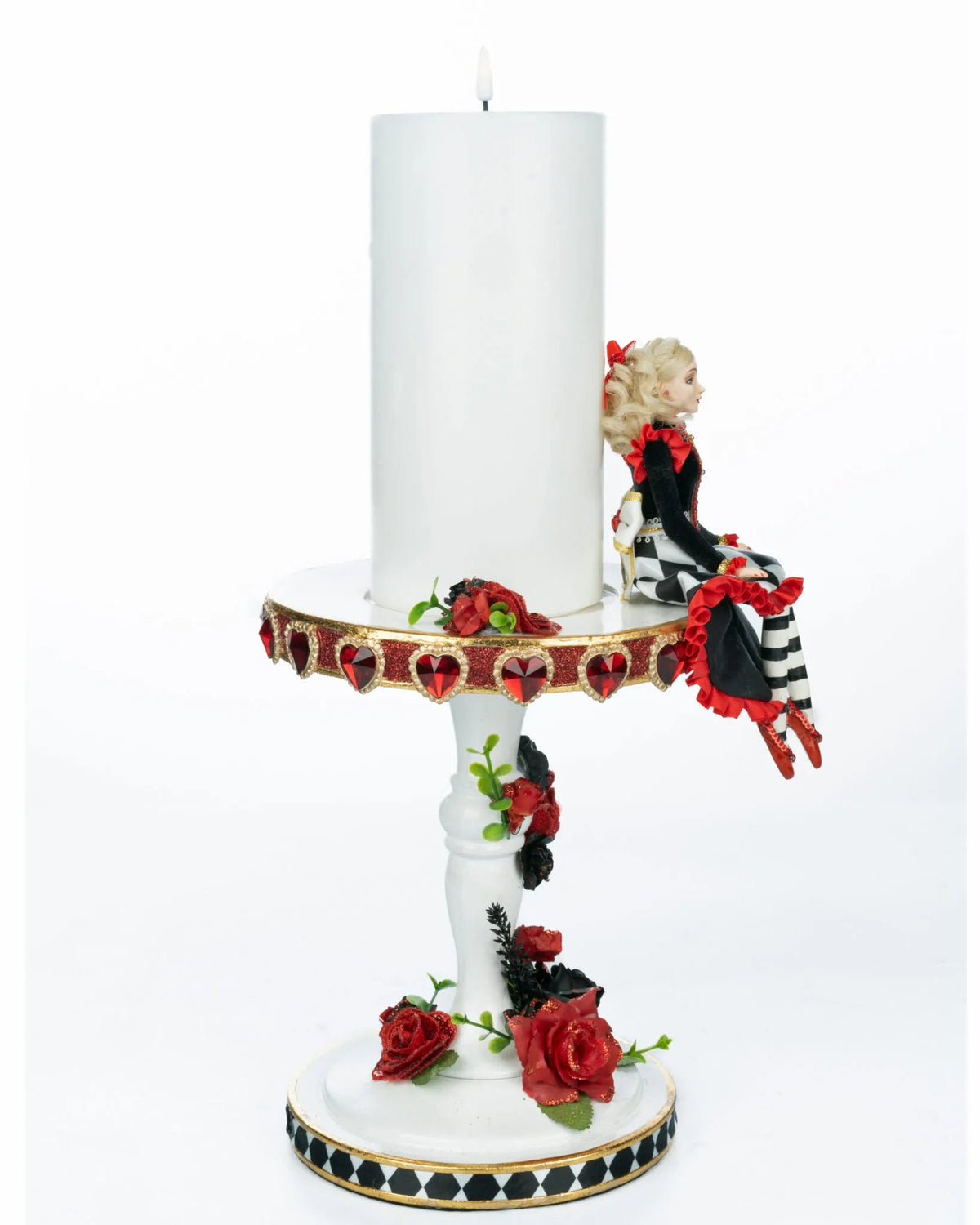 14" Tiny Alice Pillar Candle – Red - Holiday Warehouse