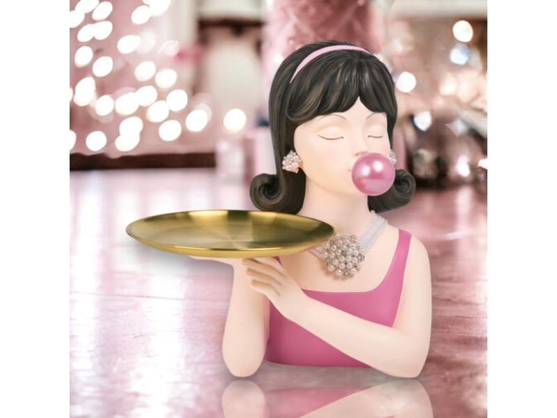 14.5" Bubblegum Girl w/Tray - Holiday Warehouse