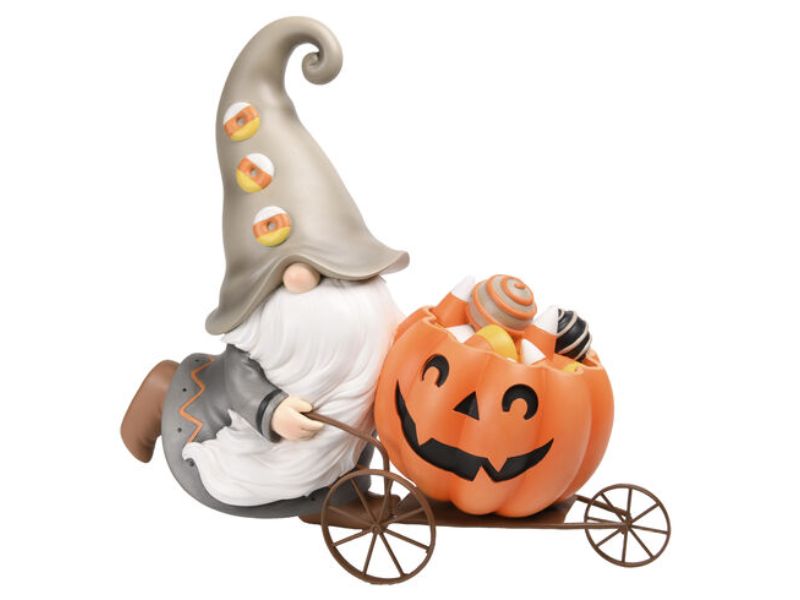 15" Gnome w/Pumpkin Cart - Holiday Warehouse