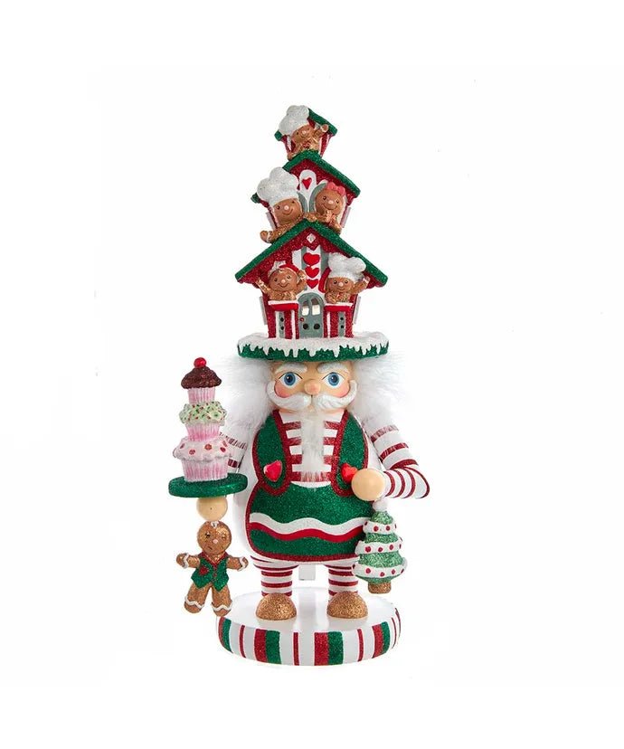 15" Hollywood Nutcrackers™ Battery-Operated LED Gingerbread House Hat Nutcracker - Holiday Warehouse
