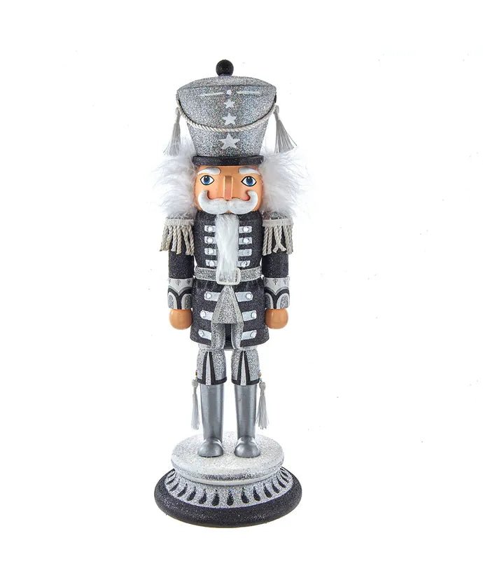 15" Hollywood Nutcrackers™ Silver and Black Soldier Nutcracker - Holiday Warehouse