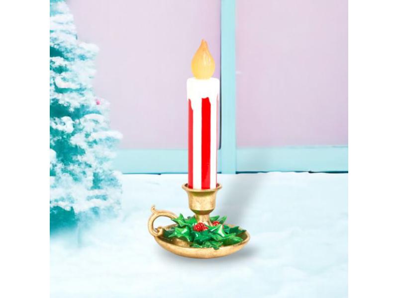 15" Red Stripe LED Candlestick - Holiday Warehouse