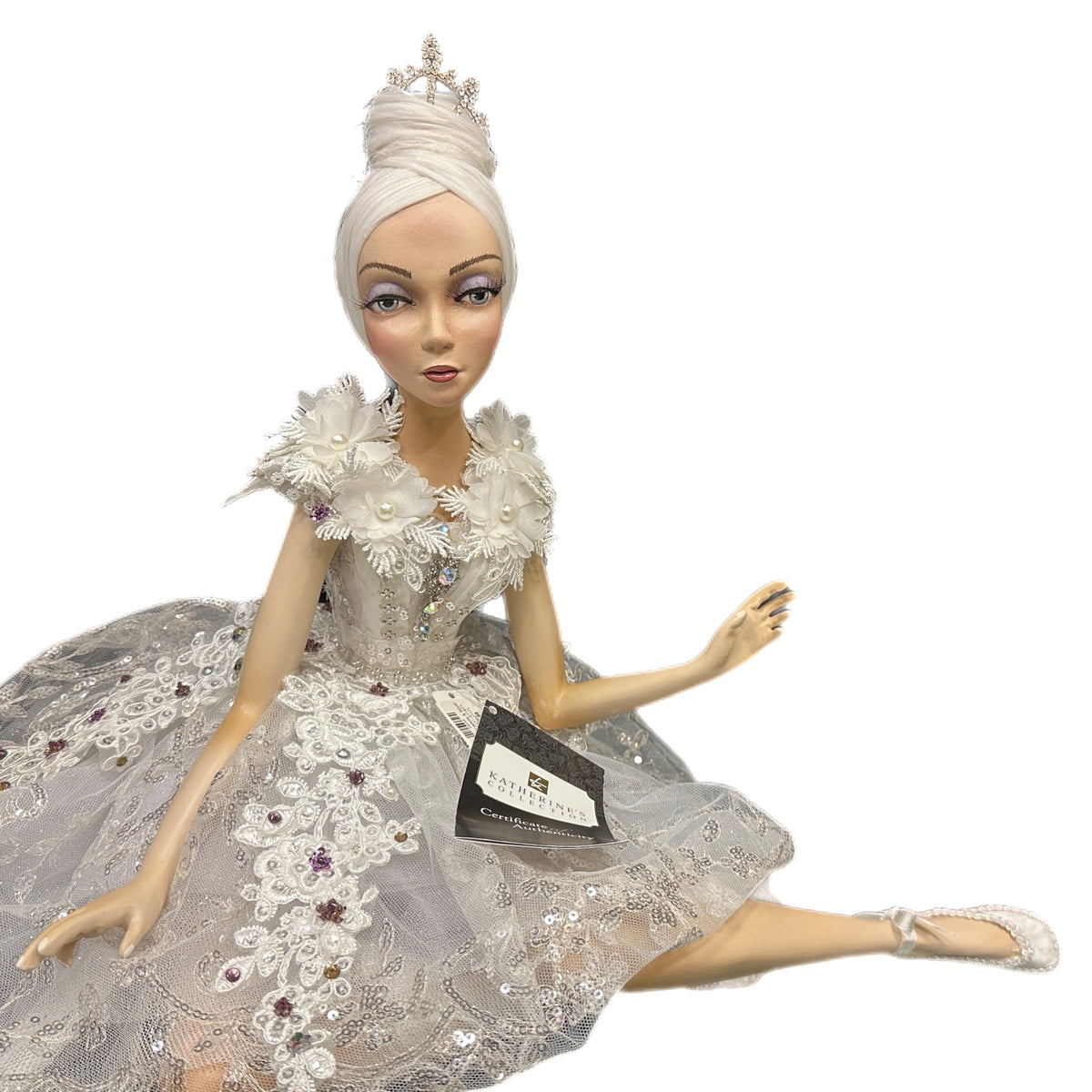 15" Winter Wonderland Sitting Ballerina Doll - Holiday Warehouse