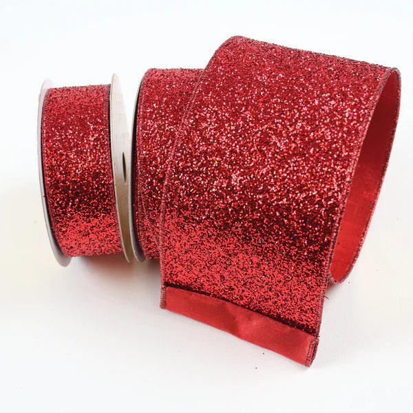 1.5" x 10 yds Red Glitter Magic Ribbon - Holiday Warehouse