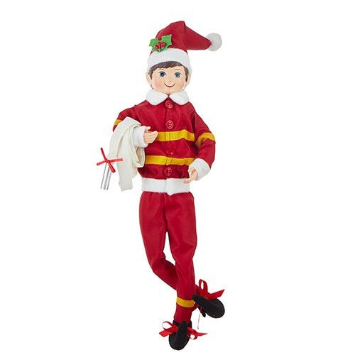 15.5" Fireman Posable Elf - Holiday Warehouse