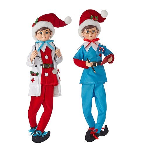 16" Doctor or Nurse Posable Elf - Holiday Warehouse
