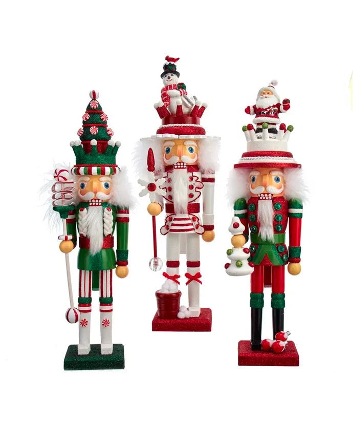 17.5" Hollywood Nutcrackers™ Snowman, Christmas Tree & Santa Hat Nutcrackers - Holiday Warehouse