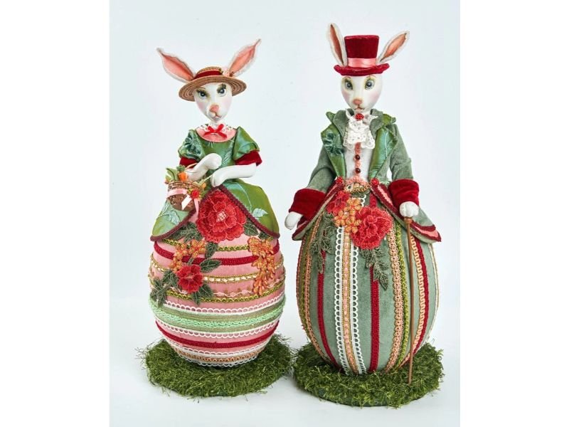 17.75" Henrietta and Henry Hare Tabletop Figures Set of 2 - Holiday Warehouse