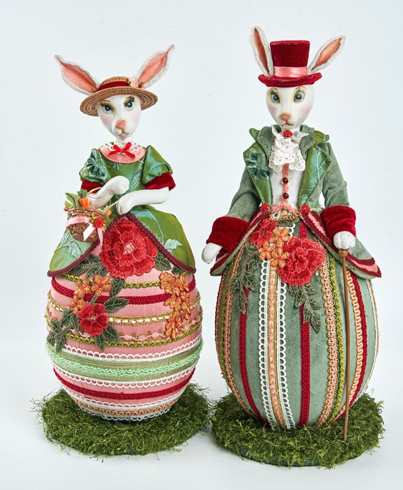 17.75" Henrietta and Henry Hare Tabletop Figures Set of 2 - Holiday Warehouse