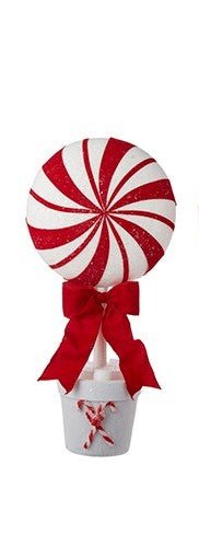 18" Peppermint Topiary - Holiday Warehouse