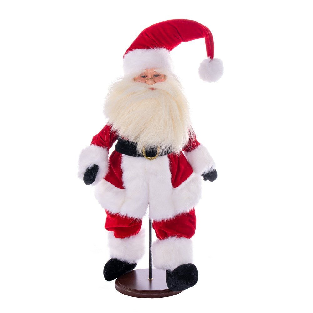 18" Red Velvet Light Complexion Santa with Stand - Holiday Warehouse