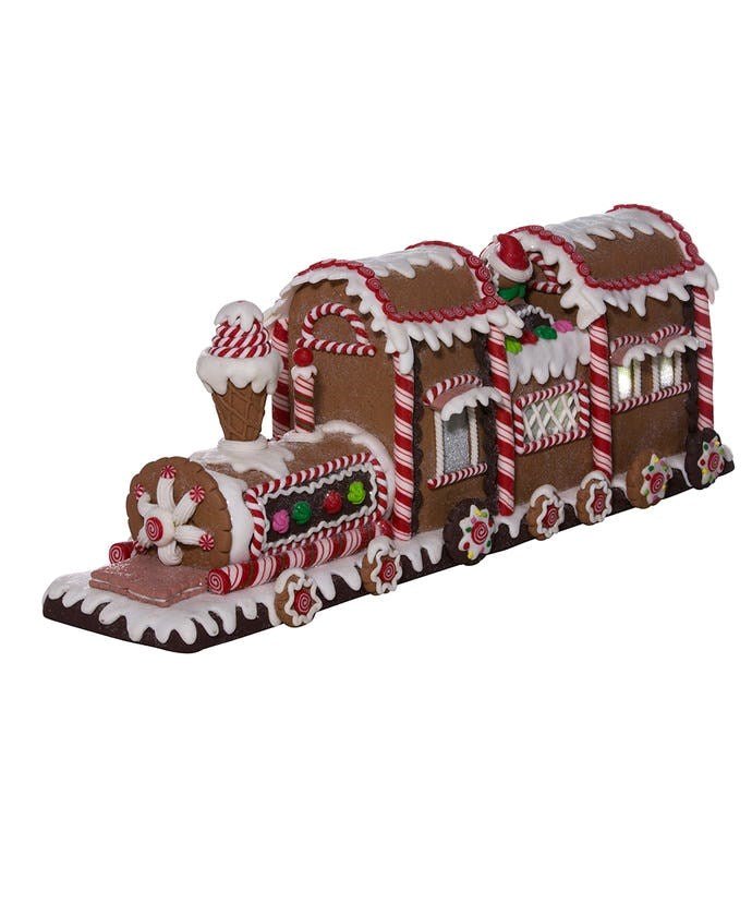 19.5" Battery-Operated LED Gingerbread Train - Holiday Warehouse