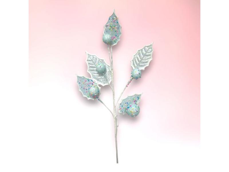 19.5" Blue Candy Leaf Stem 6pc - Holiday Warehouse