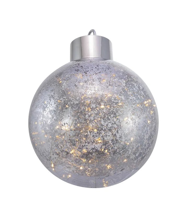200MM Battery-Operated LED Silver Ball Table Piece - Holiday Warehouse