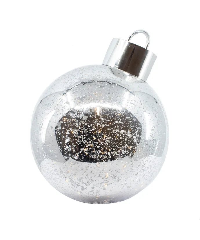 200MM Battery-Operated LED Silver Ball Table Piece - Holiday Warehouse