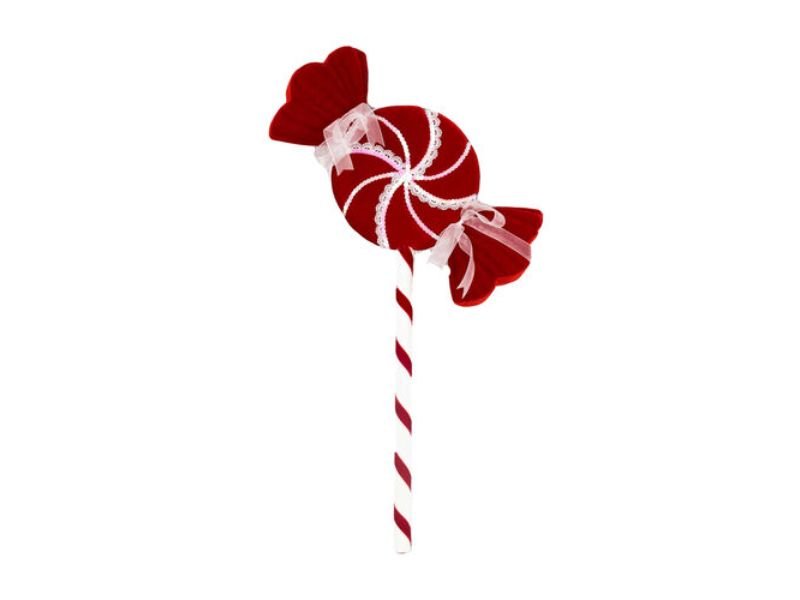 21" Red/Lace Lollipop Pick 2pc - Holiday Warehouse