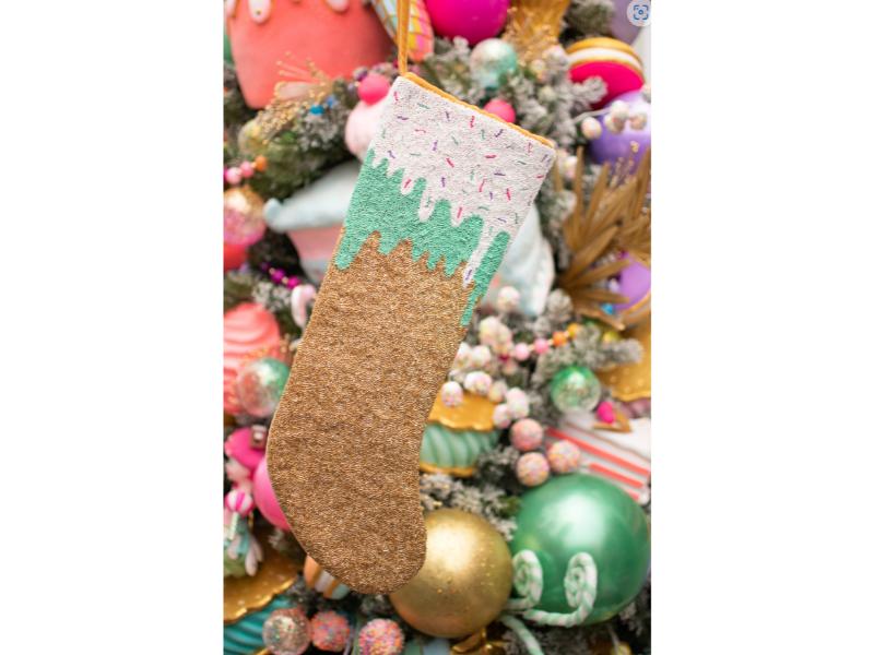 22" Candyland Ice Cream Drip Stocking - Holiday Warehouse