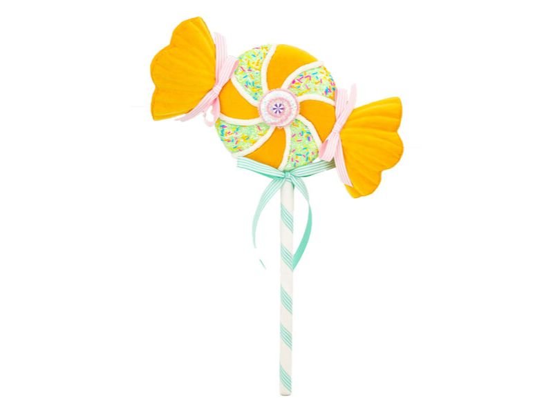 22" Yellow Swirl Candy Wrapper Pick 2pc - Holiday Warehouse