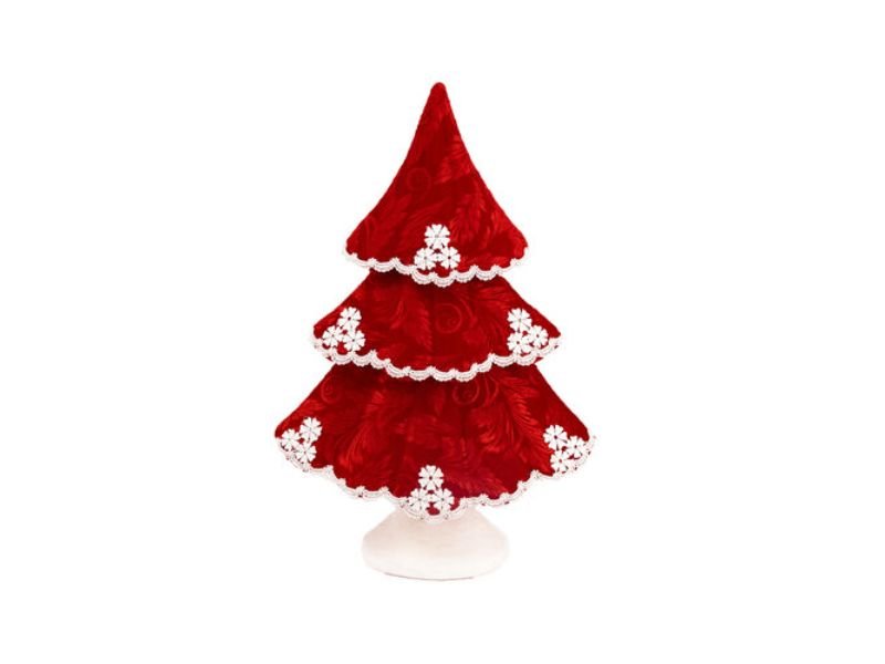 23" Red/Lace Tiered Tree - Holiday Warehouse