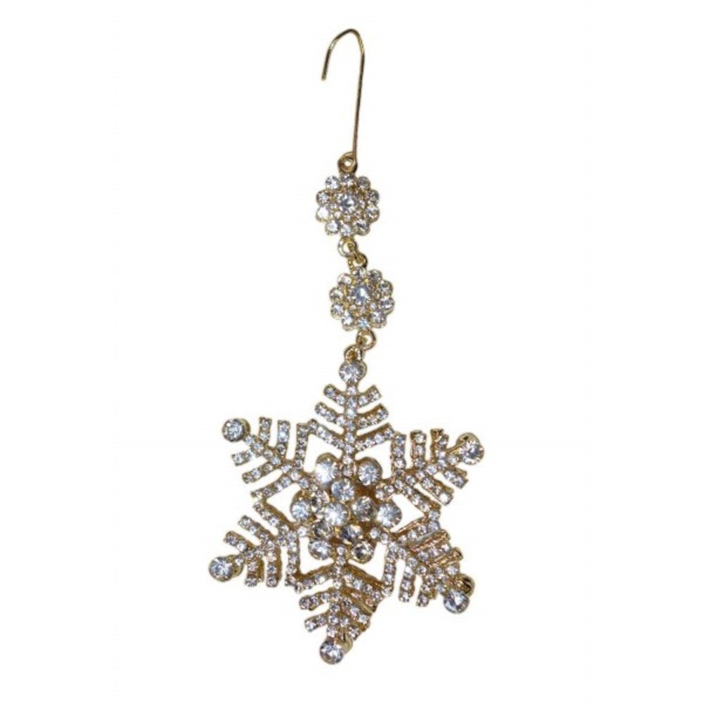 2.5" Clear Gold Double Sided Snowflake Ornament - Holiday Warehouse