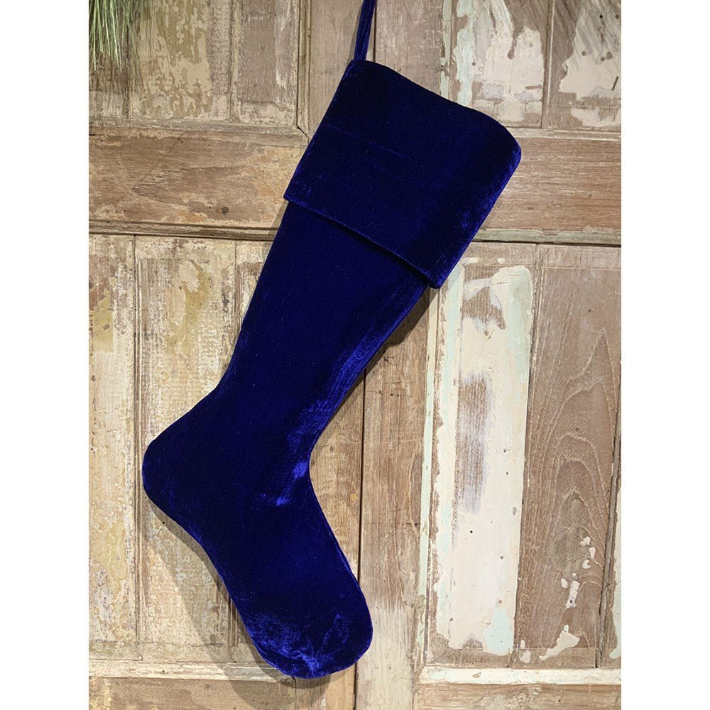 25" Royal Blue Vintage French Velvet Stocking - Holiday Warehouse