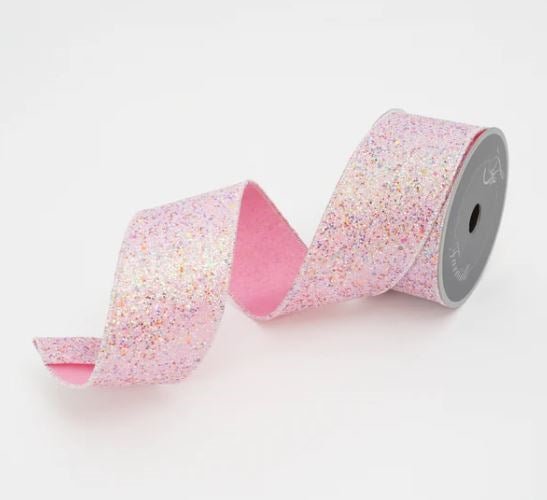 2.5" x 10 yds Pink Fairy Dust Ribbon - Holiday Warehouse
