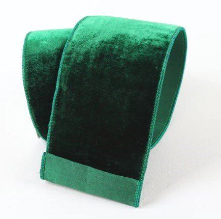 2.5" x 10yds Emerald Velvet Ribbon - Holiday Warehouse