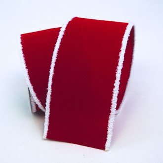 2.5" x 10yds Red Santa Trim Ribbon - Holiday Warehouse