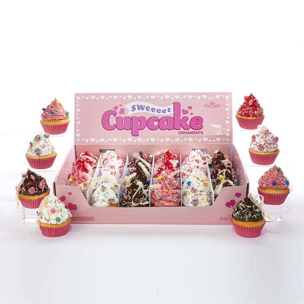 2.75" Foam Cupcake w/ Candy Ornament (4pc) - Holiday Warehouse