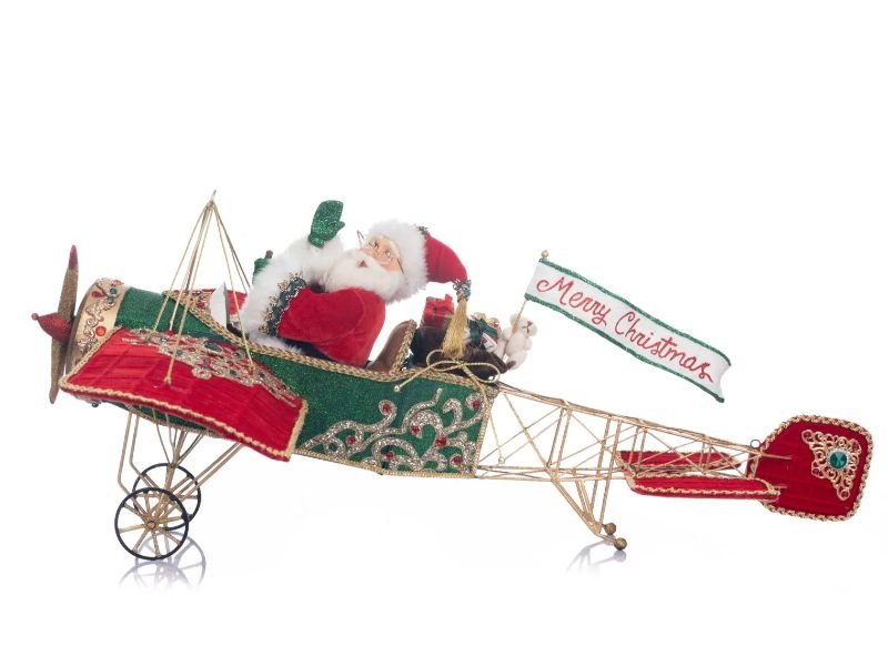 28" Christmas in the City Santa in Plane - Holiday Warehouse