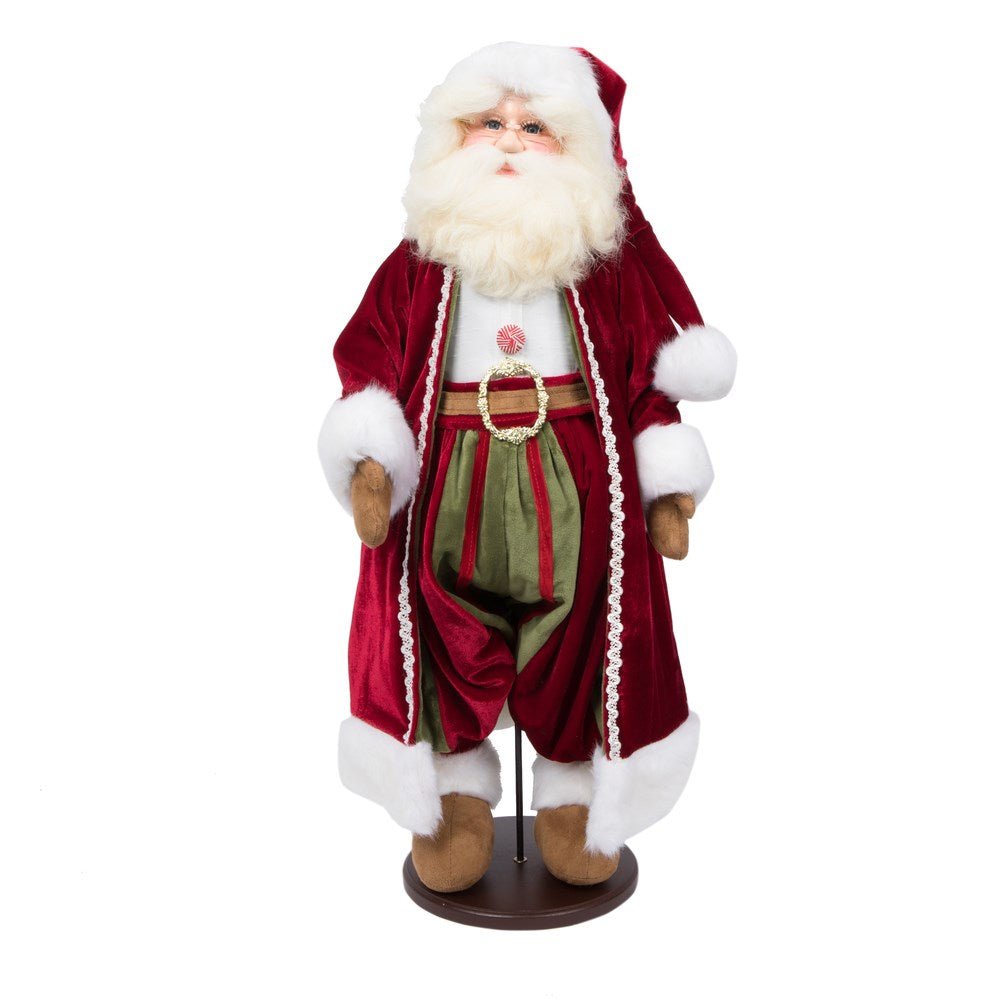 28" Deck The Halls Santa Doll with Stand - Holiday Warehouse