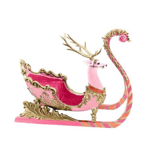 28" Pink Deer Sleigh - Holiday Warehouse