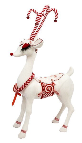 28" White Candy Reindeer - Holiday Warehouse