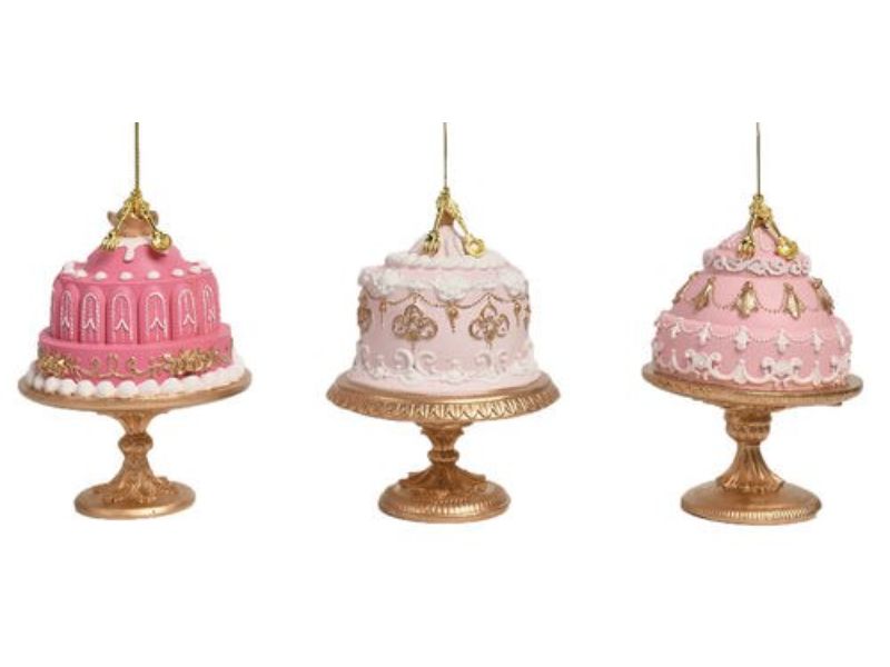 7.5 Pink Cakes on Gold Base Ornament